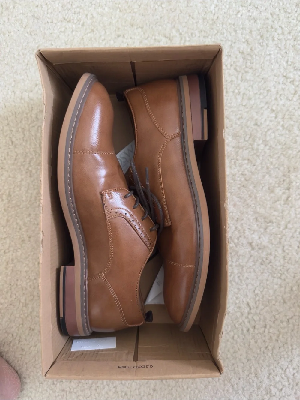 BRAND NEW STEVE MADDEN MENS OXFORD LEATHER DRESS LACE DERBY SHOES - TAN - SIZE 9